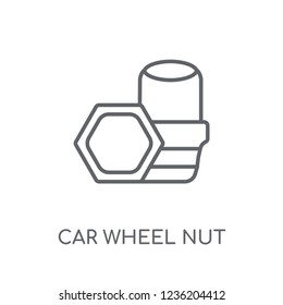 car wheel nut linear icon. Modern outline car wheel nut logo concept on white background from car parts collection. Suitable for use on web apps, mobile apps and print media.