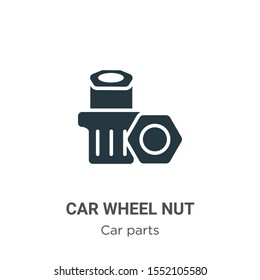 Car wheel nut vector icon on white background. Flat vector car wheel nut icon symbol sign from modern car parts collection for mobile concept and web apps design.