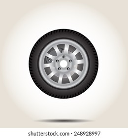 Car wheel on a gray background vector illustration