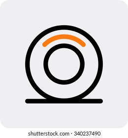 Car wheel on the ground vector icon