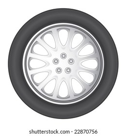 Car wheel on metal a disk