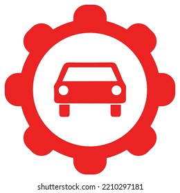 Coche y rueda en blanco