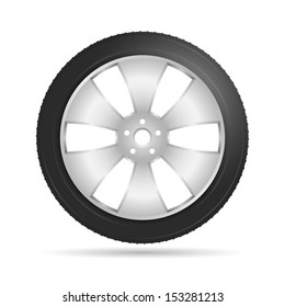 Car wheel on white background, vector eps10 illustration