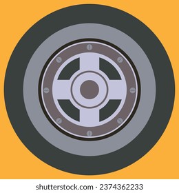 car wheel on a yellow background
