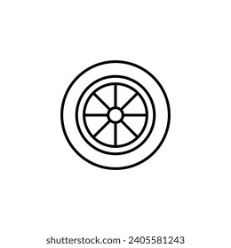 icono delgado del contorno de la rueda del coche. símbolo de balance. bueno para aplicaciones web y móviles