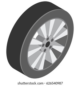 Car wheel parts icons isometric vector