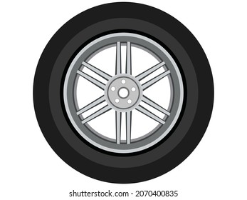 Rueda de coche. Diseño realista. Ilustración vectorial en fondo blanco
