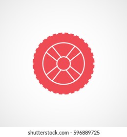 Car Wheel Red Flat Icon On White Background