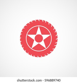 Car Wheel Red Flat Icon On White Background