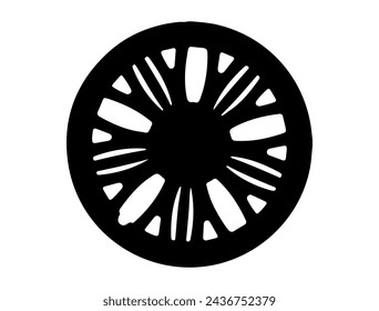Car wheel rim cover silhouette vector art