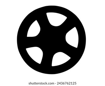 Car wheel rim cover silhouette vector art