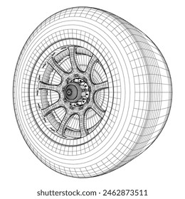 Car Wheel Rim Hub Tire Vector 18. Illustration Isolated On White Background. A Vector Illustration Of Car Wheel.