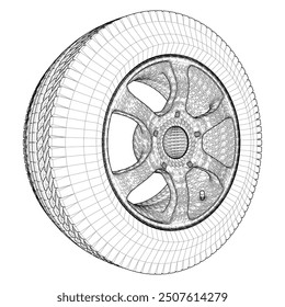 Car Wheel Rim Hub Tire Vector 23. Illustration Isolated On White Background. A Vector Illustration Of Car Wheel.