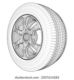 Car Wheel Rim Hub Tire Vector 25. Illustration Isolated On White Background. A Vector Illustration Of Car Wheel.