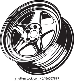 car wheel rim vector silhouette, icon, logo, monochrome, color in black and transparent for conceptual design