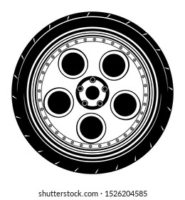 car wheel rim vector silhouette, icon, logo, monochrome, color in black and transparent for conceptual design
