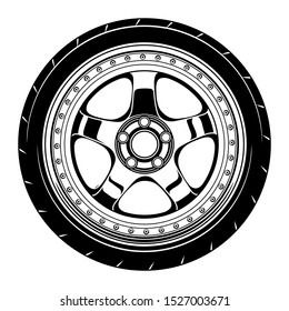 Car Wheel Rim Vector Silhouette