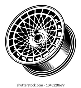 car wheel rim vector silhouette, icon, logo, monochrome, color in black and transparent for conceptual design