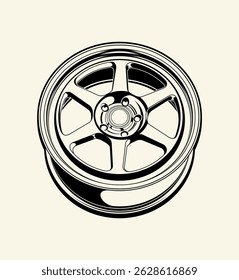silhueta de vetor de aro de roda de carro, ícone, logotipo, monocromático, cor em preto e transparente para design conceitual. Roda de liga vetorial. Ícone de autopeças de silhueta única do grande conjunto de carros - vetor de estoque