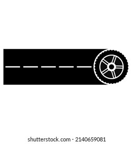 Car wheel with road marking. Isolated vector illustration.
