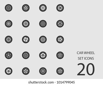 Car wheel set of flat icons. Simple vector illustration