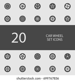 Car wheel set of flat icons. Simple vector illustration