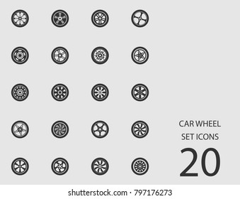 Car wheel set of flat icons. Simple vector illustration