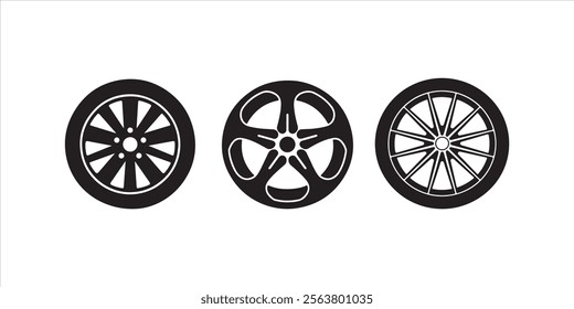 Car wheel set hand drawn illustration on white background. wheel vector. set auto tire, wheel tires and discs.