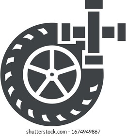 Icono negro de ajuste de la rueda del Camión sobre fondo blanco