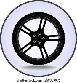 Car wheel sign icon, vector illustration. Flat design style