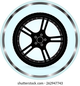Car wheel sign icon, vector illustration. Flat design style
