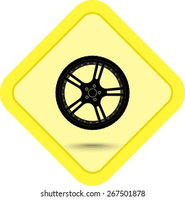 Car wheel sign icon, vector illustration. Flat design style