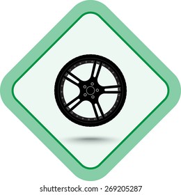 Car wheel sign icon, vector illustration. Flat design style