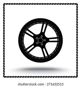 Car wheel sign icon, vector illustration. Flat design style