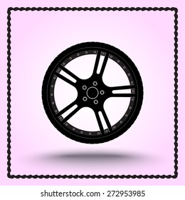 Car wheel sign icon, vector illustration. Flat design style