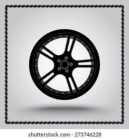 Car wheel sign icon, vector illustration. Flat design style