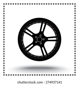 Car wheel sign icon, vector illustration. Flat design style
