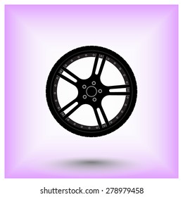 Car wheel sign icon, vector illustration. Flat design style