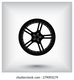 Car wheel sign icon, vector illustration. Flat design style