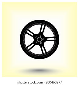 Car wheel sign icon, vector illustration. Flat design style