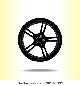 Car wheel sign icon, vector illustration. Flat design style