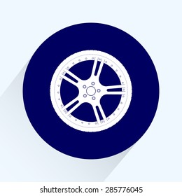Car wheel sign icon, vector illustration. Flat design style