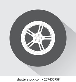 Car wheel sign icon, vector illustration. Flat design style