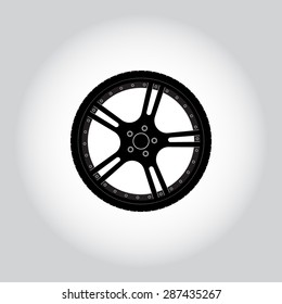 Car wheel sign icon, vector illustration. Flat design style