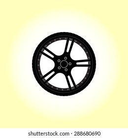 Car wheel sign icon, vector illustration. Flat design style