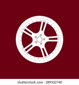 Car wheel sign icon, vector illustration. Flat design style