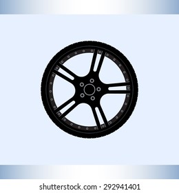 Car wheel sign icon, vector illustration. Flat design style