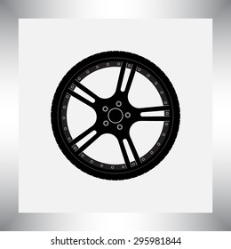 Car wheel sign icon, vector illustration. Flat design style