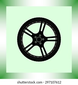 Car wheel sign icon, vector illustration. Flat design style