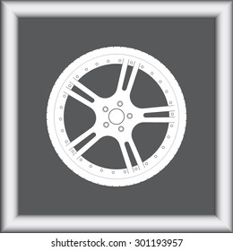 Car wheel sign icon, vector illustration. Flat design style